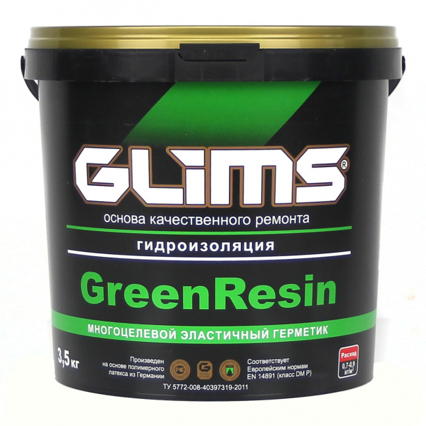 Гидроизоляция обмазочная полимерная GLIMS GreenResin 3,5 кг от магазина ЛесКонПром.ру