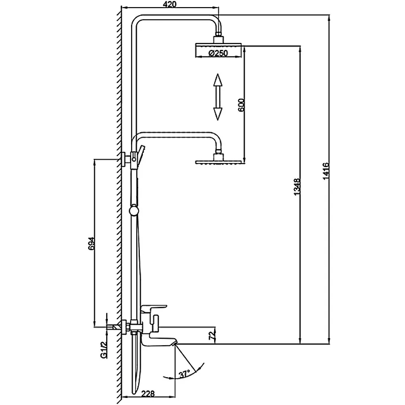 Душевая система Frap H17 F2417 Хром от магазина ЛесКонПром.ру