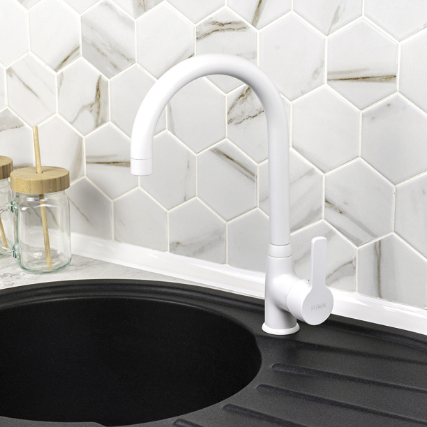 Смеситель для кухни FLUMEN Sena белый от магазина ЛесКонПром.ру