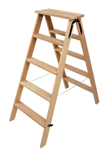 Стремянка двухсторонняя деревянная со ступенями Hoz-Block Штукатур 2x5 ступеней (арт. СДДШ-5) от магазина ЛесКонПром.ру