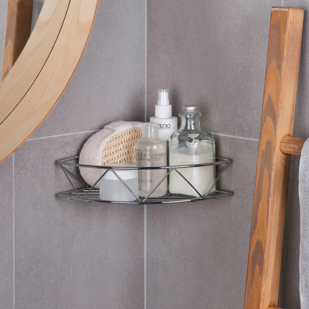 Полка сетчатая Verran Зигзаг 1-ярусная угловая хром от магазина ЛесКонПром.ру