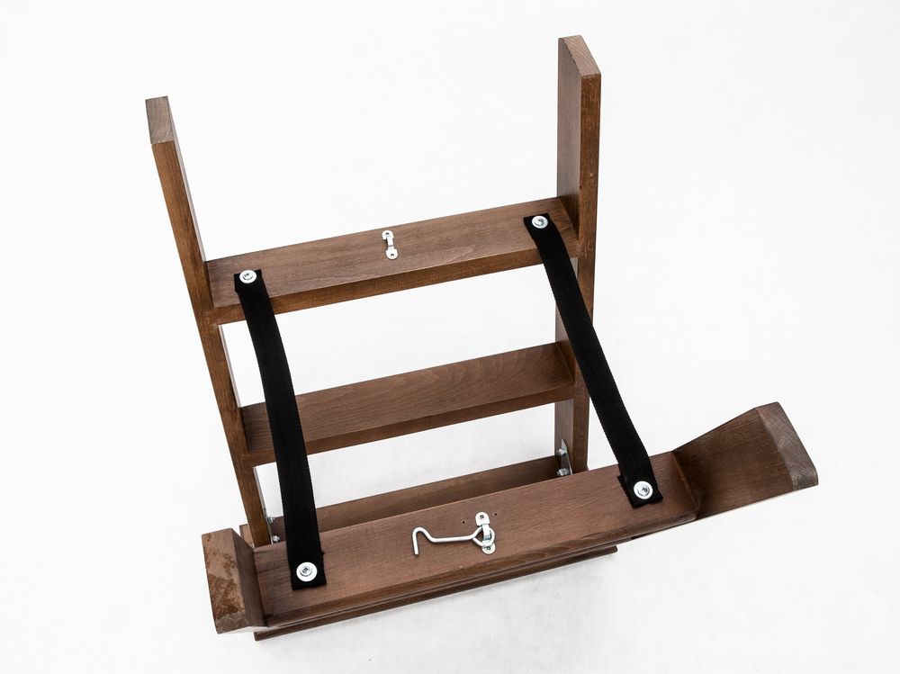 Стремянка двухсторонняя деревянная Hoz-Block Марк 3 ступени Венге (арт. ДДС-3В) от магазина ЛесКонПром.ру