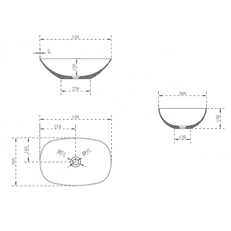 Раковина-чаша Abber Kristall 54 AT2809Perle прозрачная от магазина ЛесКонПром.ру