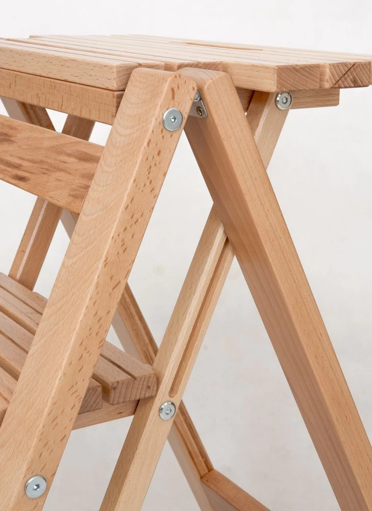 Стремянка-табурет деревянная с широкими ступенями Hoz-Block Микки 2 ступени Белая (арт. СДМТ-2Б) от магазина ЛесКонПром.ру