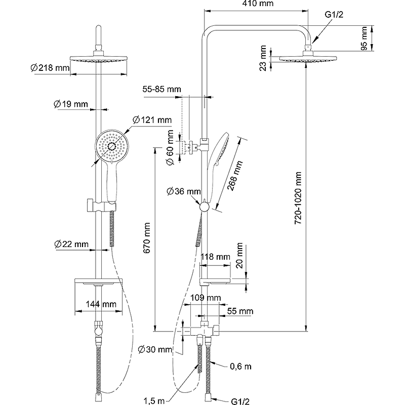 Душевая система Swedbe Calypso 5007 Хром от магазина ЛесКонПром.ру
