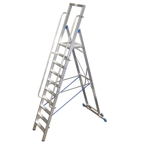 Стремянка алюминиевая Krause Stabilo с большой площадкой 10 ступеней (арт. 127808) от магазина ЛесКонПром.ру