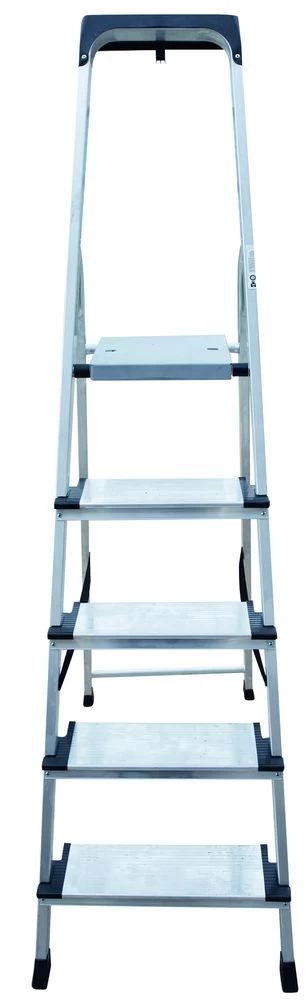 Стремянка алюминиевая с широкой ступенью и органайзером Новая Высота 5 ступеней (арт. 2118105) от магазина ЛесКонПром.ру