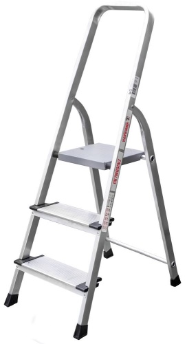Стремянка алюминиевая с широкой ступенью Новая Высота 3 ступени (арт. 2117103) от магазина ЛесКонПром.ру