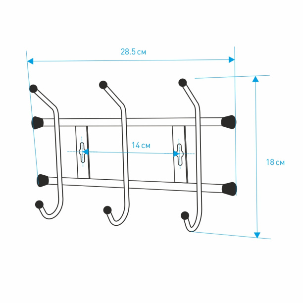 Вешалка настенная Ника ВН3 28,5х6,7х18 см серебро от магазина ЛесКонПром.ру