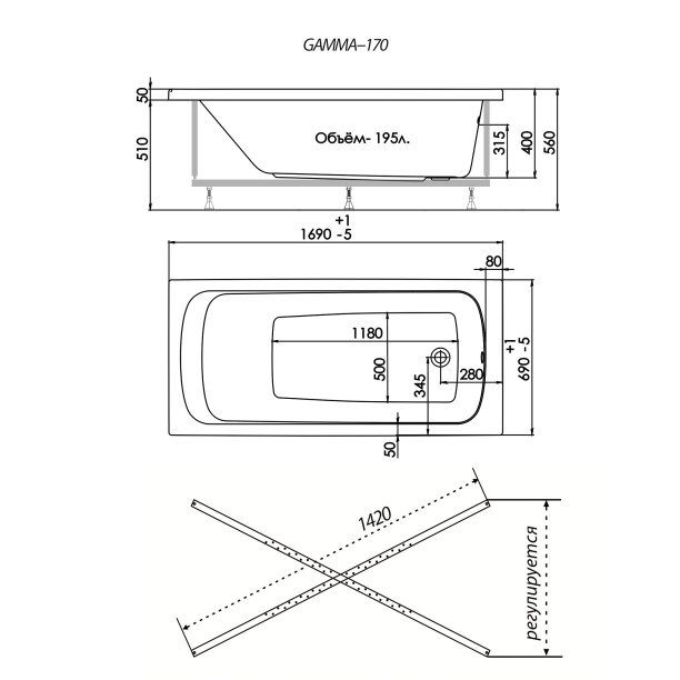 Акриловая ванна 1ACReal Мадрид 170х95х45 см левая от магазина ЛесКонПром.ру