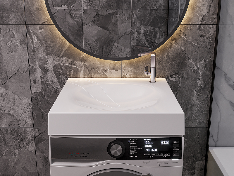 Раковина Paola Sergio 60 на стиральную машину Белая глянцевая от магазина ЛесКонПром.ру