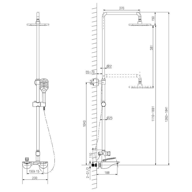 Душевая система Lemark Bellario LM6862C Хром от магазина ЛесКонПром.ру