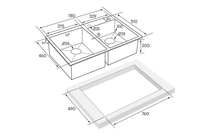 Мойка врезная PAULMARK Helfet 80530292 от магазина ЛесКонПром.ру