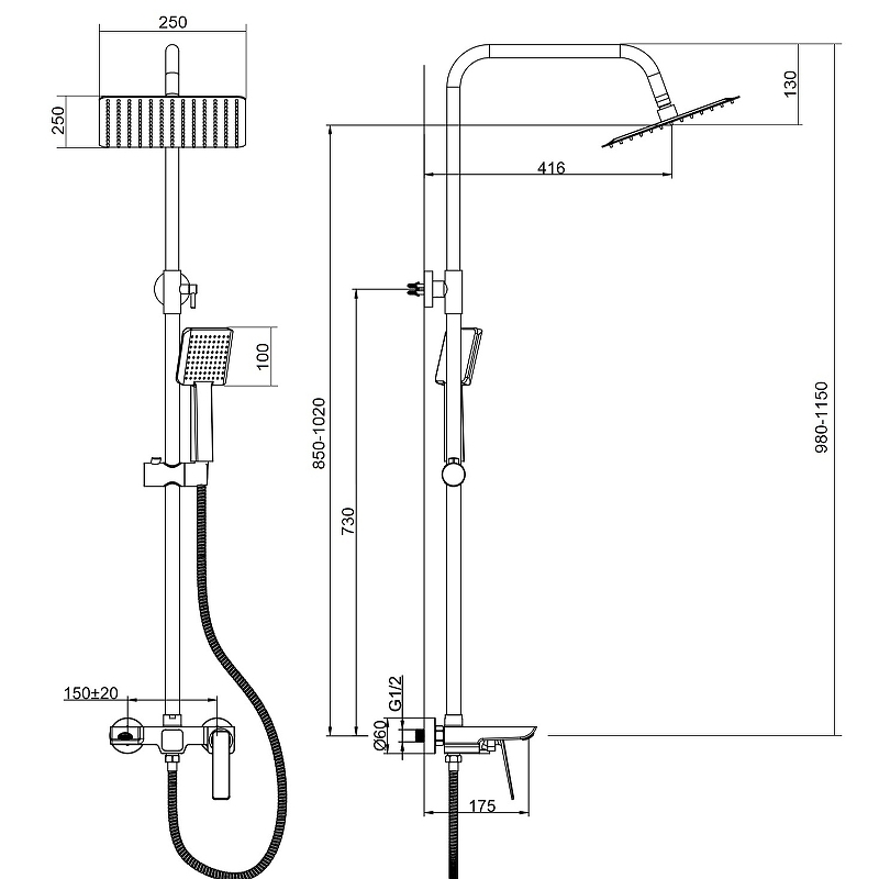 Душевая система Bond B02-9400 Хром от магазина ЛесКонПром.ру