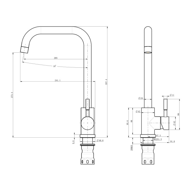 Смеситель для кухни Olives Balear черный от магазина ЛесКонПром.ру