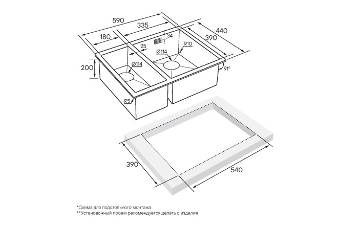 Мойка врезная правая PAULMARK Annex 80530314 от магазина ЛесКонПром.ру