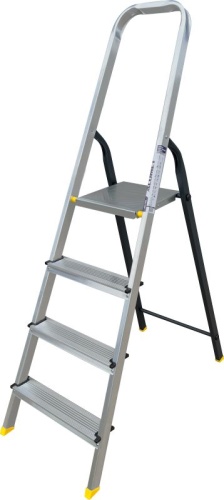 Стремянка алюминиевая усиленная со стальной задней ногой Алюмет 4 ступени арт. АМS 7804 от магазина ЛесКонПром.ру