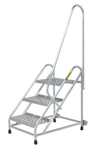 МОНТАЖНАЯ ПОДСТАВКА MEGAL (ТИП 2) 5 СТУПЕНЕЙ С ОДНИМ ПОРУЧНЕМ С КОЛЕСАМИ от магазина ЛесКонПром.ру