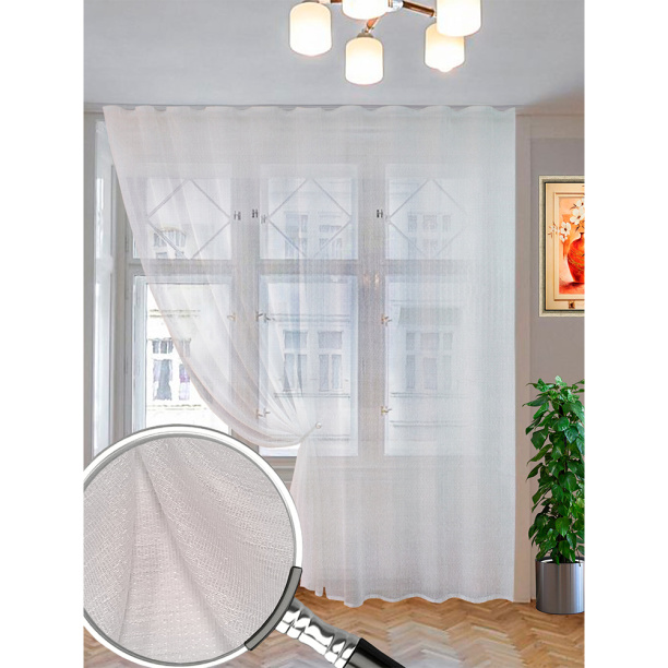Штора-тюль Россано 300х285 см белая от магазина ЛесКонПром.ру