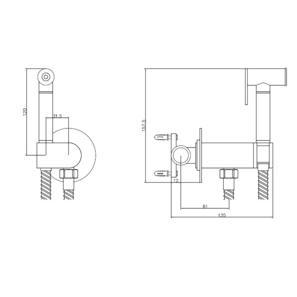 Гигиенический душ Esko SMH03 встраиваемый хром от магазина ЛесКонПром.ру
