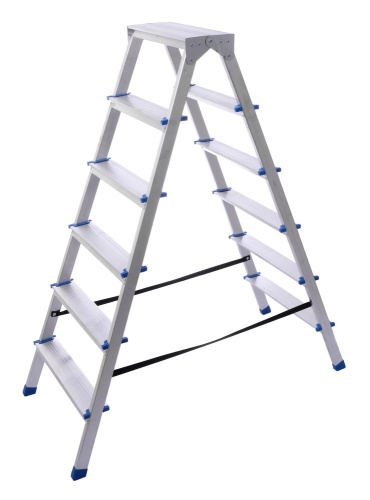 Стремянка алюминиевая двухсторонняя STAIRS 6 ступеней (арт. AS 206) от магазина ЛесКонПром.ру