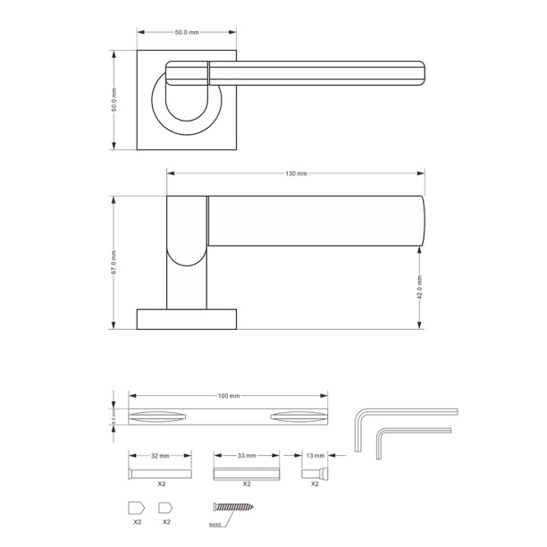 Ручки дверные NEODECO А61185 никель от магазина ЛесКонПром.ру