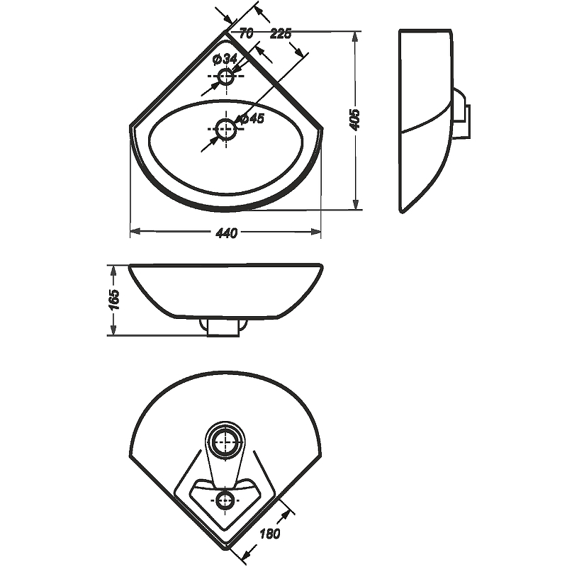Раковина Sanita Веер VERSAWB01 Белая от магазина ЛесКонПром.ру