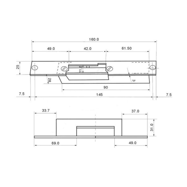 Электрозащелка Alarmico нормально-закрытая с планкой от магазина ЛесКонПром.ру