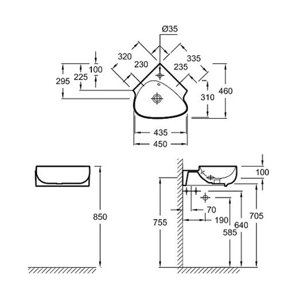 Раковина Jacob Delafon Nouvelle Vague 46 EGL112-00 Белая от магазина ЛесКонПром.ру