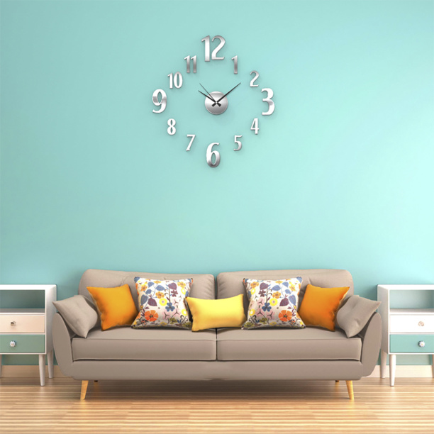 Часы-наклейки d60 см серебристый металлик от магазина ЛесКонПром.ру