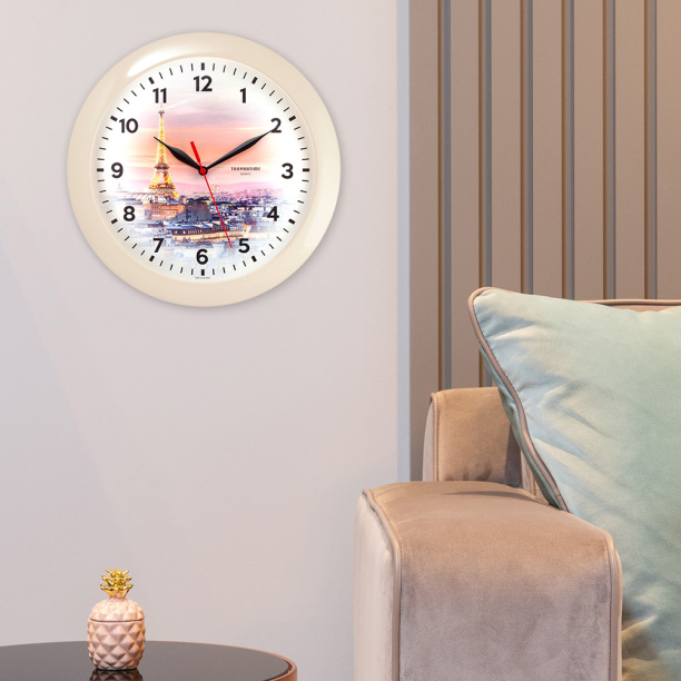 Часы настенные круглые d29 см бежевые от магазина ЛесКонПром.ру