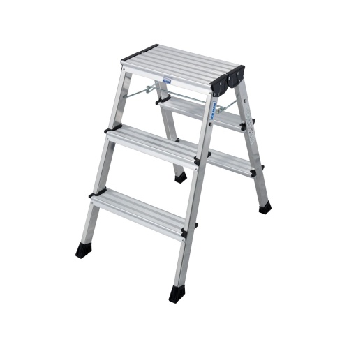 Стремянка алюминиевая двухсторонняя Krause Rolly 2х3 ступени алюминий (арт.130068) от магазина ЛесКонПром.ру