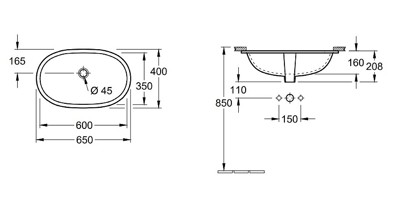Раковина Villeroy&Boch O.Novo 65 41626001 Альпийский белый от магазина ЛесКонПром.ру