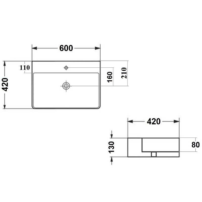 Раковина Bond 60 S02-600 Белая глянцевая от магазина ЛесКонПром.ру