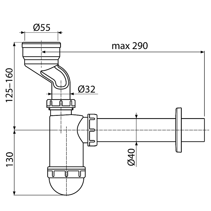 Сифон для писсуара Koller Pool UWP Белый от магазина ЛесКонПром.ру