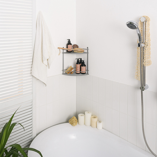 Полка сетчатая ЧМЗ 2-ярусная угловая серая от магазина ЛесКонПром.ру