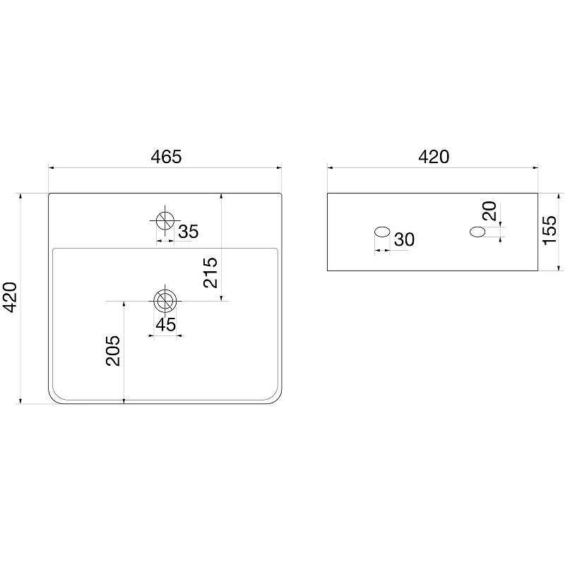 Раковина Owl 1975 Vinkel 46,5 OWLB191032 Белый глянец от магазина ЛесКонПром.ру