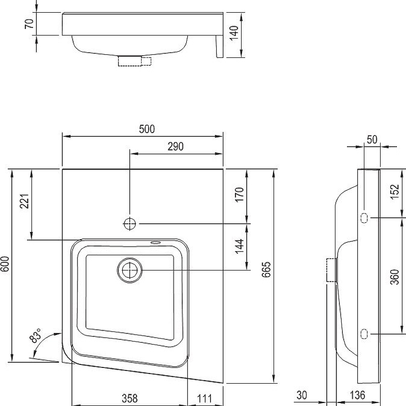 Раковина Ravak Be Happy II 50 R XJAP1100001 Белая от магазина ЛесКонПром.ру