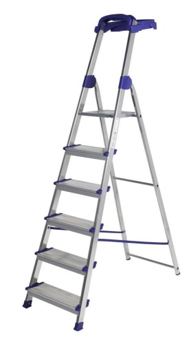 Cтремянка алюминиевая с лотком с широкими ступенями Centaure 6 ступеней BIG STEP арт. 208206 от магазина ЛесКонПром.ру