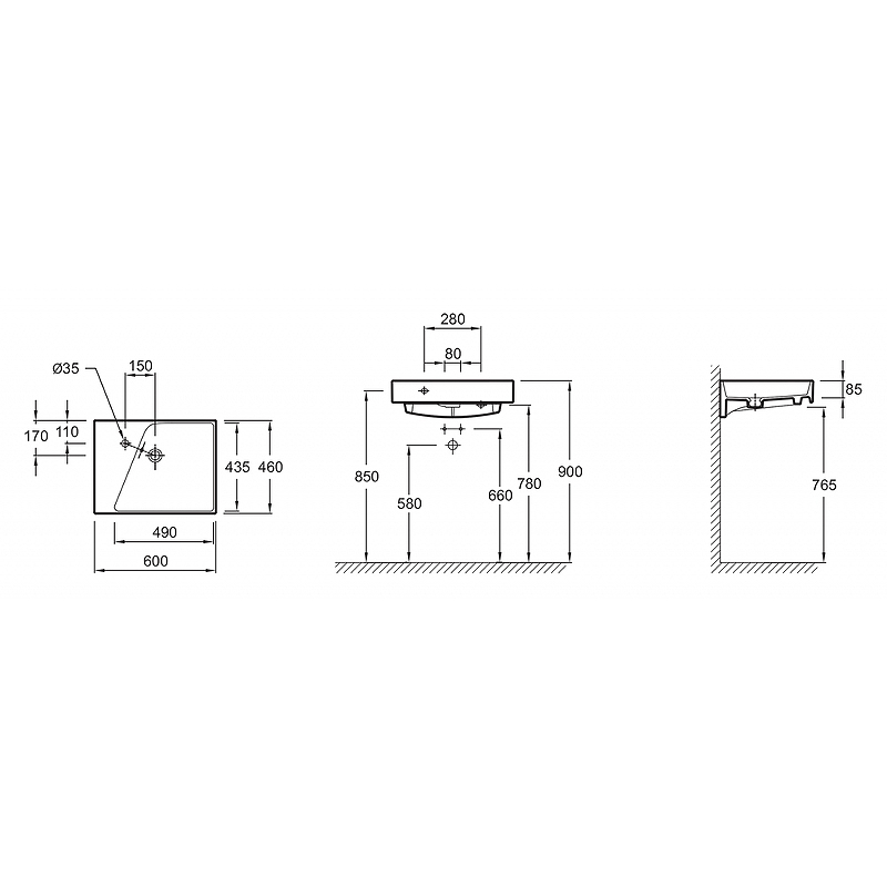 Раковина Jacob Delafon Rythmik 60 EXQ112-Z-00 Белая от магазина ЛесКонПром.ру