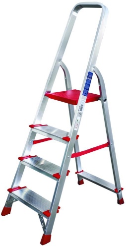 Стремянка алюминиевая профессиональная с широкими ступенями Новая Высота 4 ступени (арт. 3117104) от магазина ЛесКонПром.ру