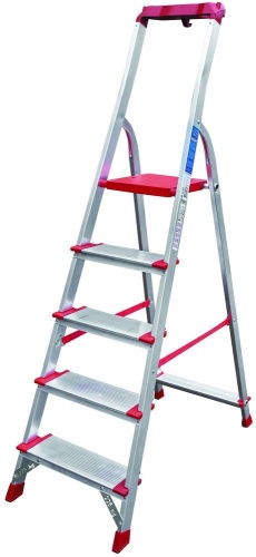 Стремянка алюминиевая профессиональная с металлическими стяжками Новая Высота 5 ступеней (арт. 3119105) от магазина ЛесКонПром.ру