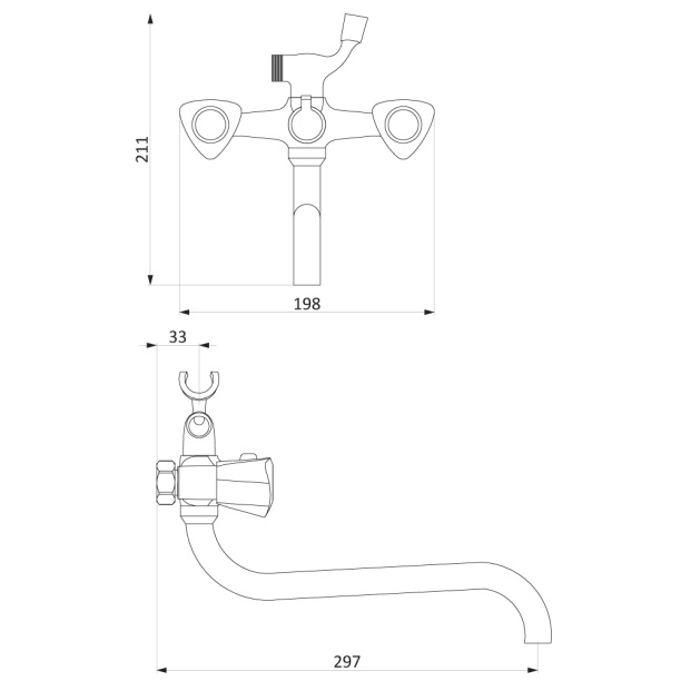Смеситель для ванны Damixa Object с длинным изливом от магазина ЛесКонПром.ру