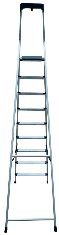 Стремянка алюминиевая с широкой ступенью и органайзером Новая Высота 9 ступеней (арт. 2118109) от магазина ЛесКонПром.ру