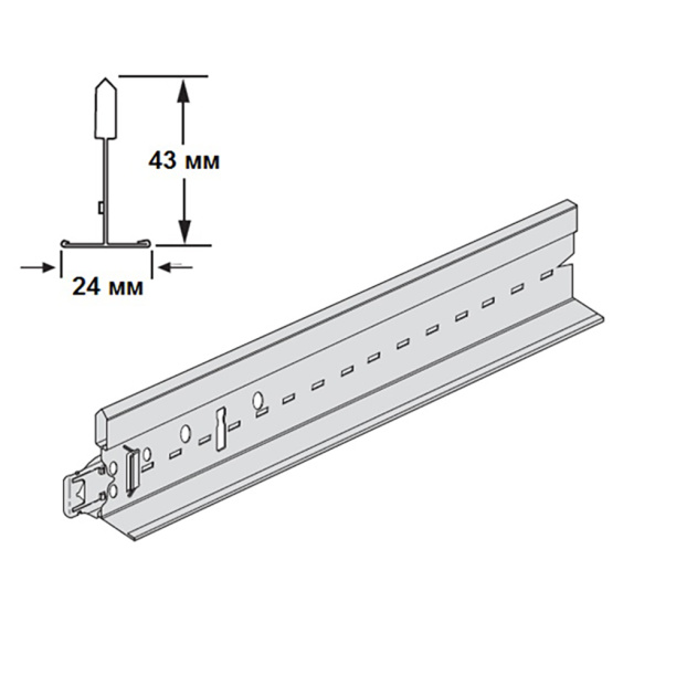 Профиль главный Armstrong Prelude 24XL 3600х43 мм белый от магазина ЛесКонПром.ру