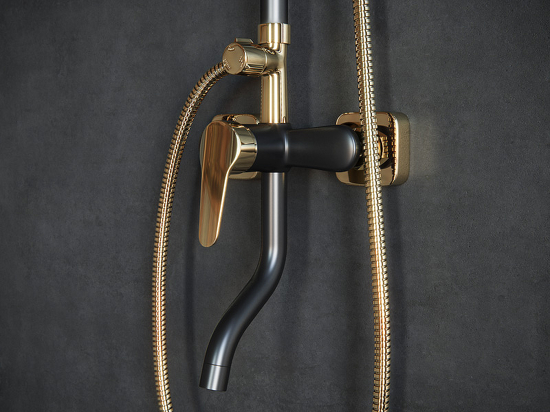 Душевая система Laguraty 7000AX Черный Золото от магазина ЛесКонПром.ру