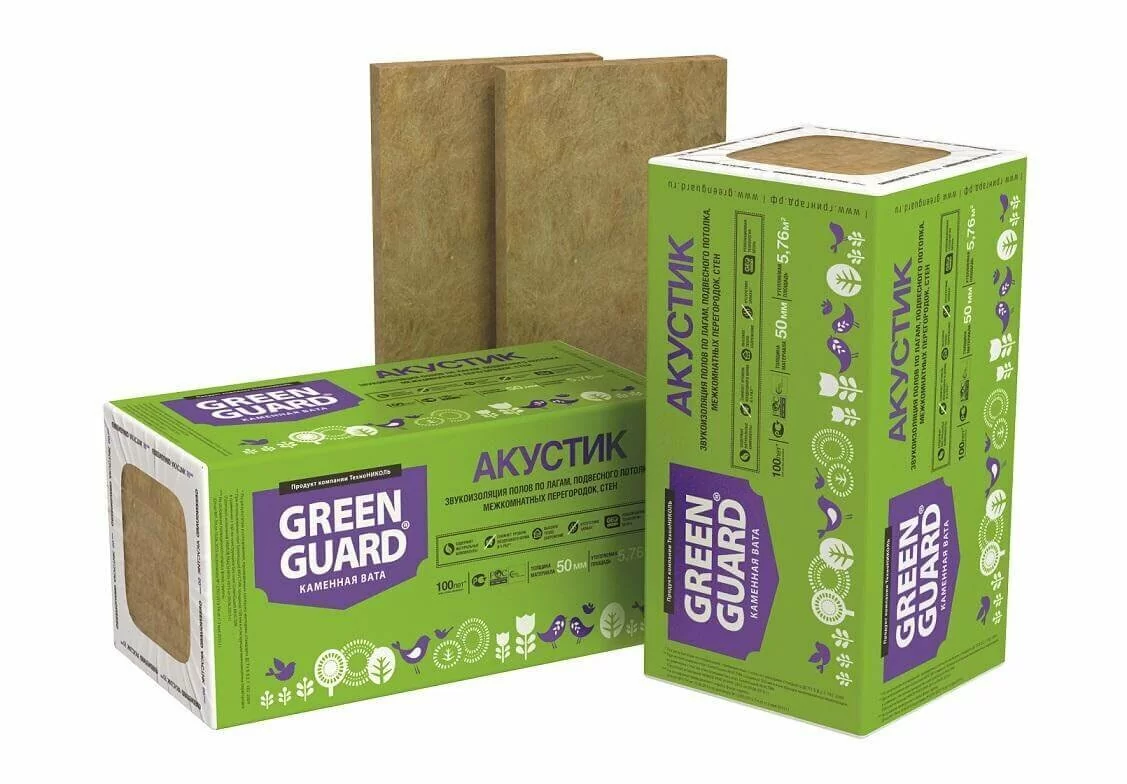 Плита минераловатная GREENGUARD АКУСТИК 1200x600x50 мм 8 шт от магазина ЛесКонПром.ру