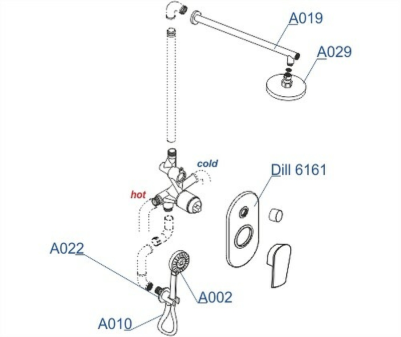 Душевая система WasserKRAFT Dill A16629 Хром от магазина ЛесКонПром.ру