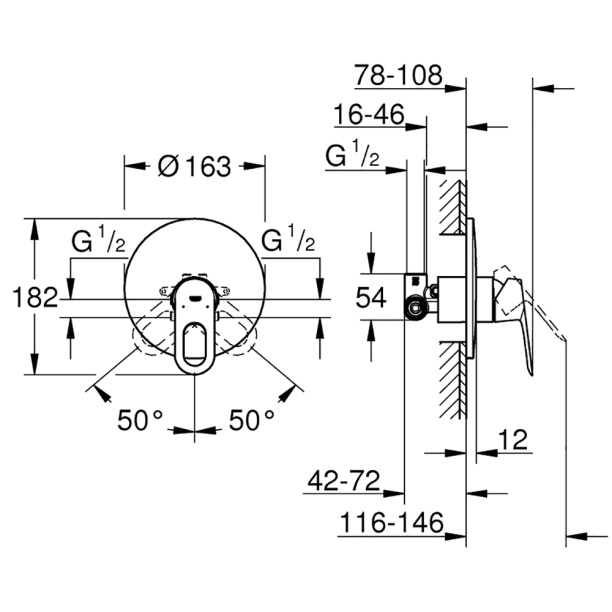 Гигиенический душ GROHE BauLoop встраиваемый хром от магазина ЛесКонПром.ру