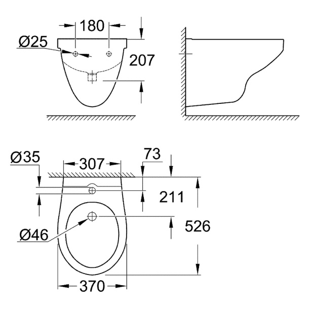 Биде GROHE Bau Ceramic подвесное от магазина ЛесКонПром.ру